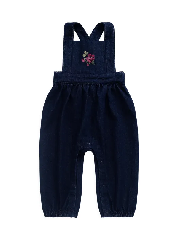 Gül İşlemeli Denim Maya Salopet