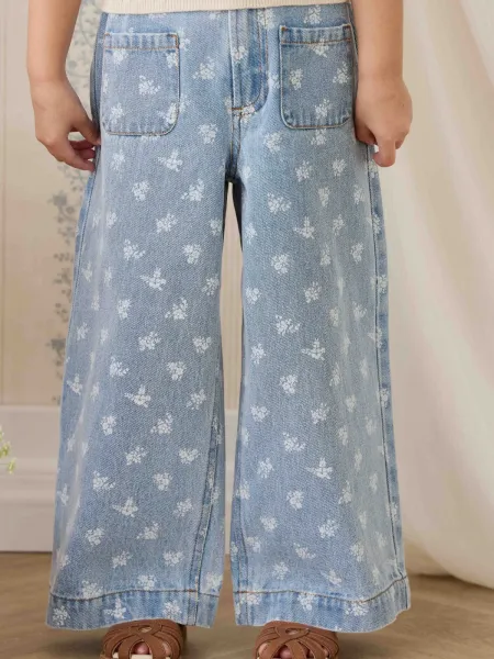 Çiçekli Denim Tuana Pantolon