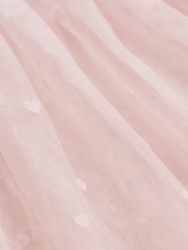 Kalpli Pembe Zeynep Tül Elbise
